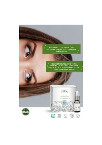 INCIA %100 Doğal Kaş ve Kirpik Serum Bitkisel Yoğunlaştırıcı Yoğun Bakım Yağı Vegan 10 ML