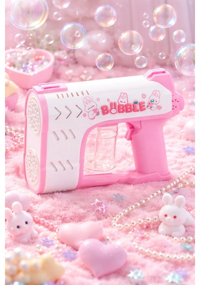 Bubble Blaster Işıklı Ve Müzikli Çift Başlıklı Köpük Tabancası Double Head Bubble Gun - Pembe