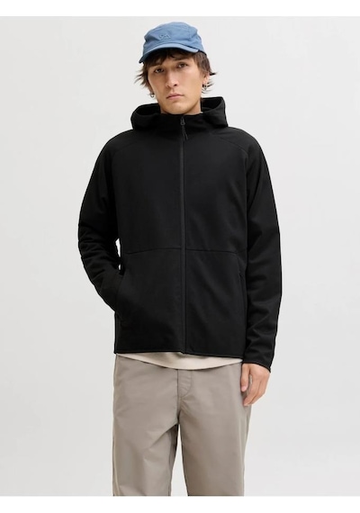 Jack & Jones Jack&jones 12289209 Jjebase Sweat Zıp Hood Sn Black Erkek Sweatshirt Siyah