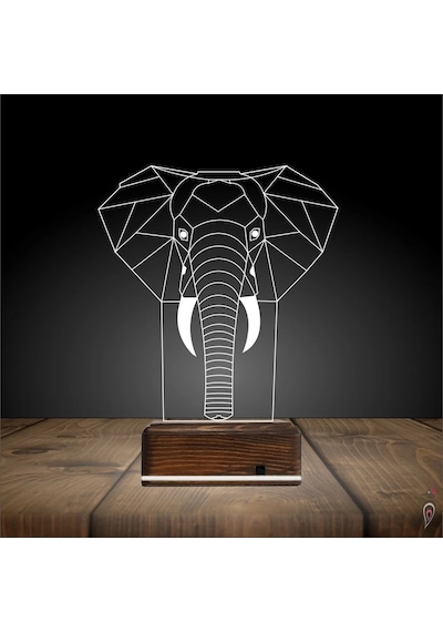 Luvivia Fil Polygonal 3d Lamba - Masa Gece Lambası V2 Şeffaf
