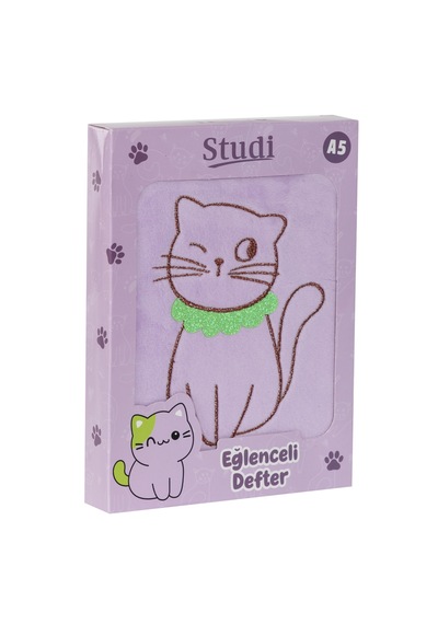 Pelüş Ve Eğlenceli Defter - Kedi Figürlü Lila