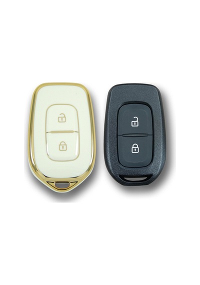 Renault Uyumlu Symbol Trafic Nano Anahtar Kılıfı 2 Buton Beyaz Gold
