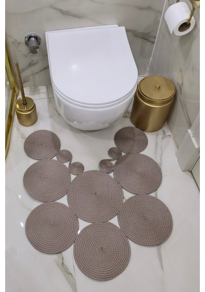 El Yapımı Bohem Jüt, Hasır, Paspas, Banyo Paspası, Klozet Önü Paspası, Klozet Paspas, Çift Taraflı Vizon