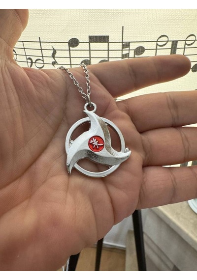 Naruto Sharingan Cosplay Kolye Kırmızı Mineli 60 Cm Zincirli Unisex Anime Takı Çok renkli