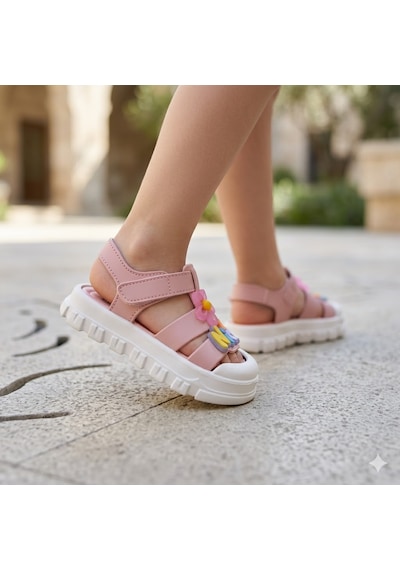 Kindep Kids Kaymaz Taban Çocuk Sandalet Pudra