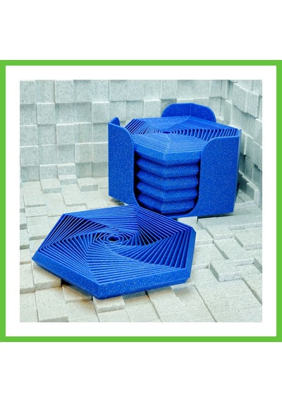 Bezos 3d Baskı Super Fidget Coaster Seti - Altıgen Desenli Bardak Altlığı Ve Tutucu-mavi Dmc