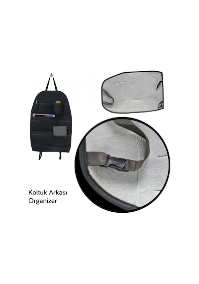 Carpi Koltuk Arkası Düzenleyici Organizer Çanta Çok Cepli Uzun Ömürlü Yıkanabilir Geçmeli Klipsli 66x45 Cm Deri Siyah Br5902213 1 Adet