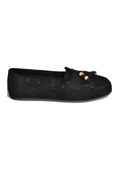 Fox Shoes Y602347002 Siyah Süet Püsküllü Kadın Günlük Ayakkabı Siyah