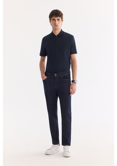 Avva Erkek İndigo Klasik Bel Eskitme Yıkamalı Elastan Madrid Comfort Slim Fit Jean Pantolon A61y3509