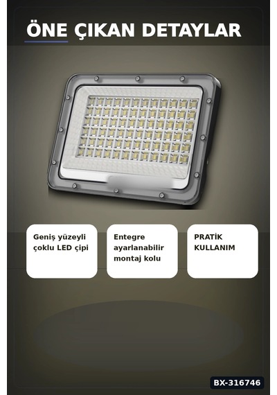 Led Projektör 100w 3200k Gün Işığı Ip64 Dış Mekan Aydınlatması 8200 Lümen 1 Adet Bx-316746