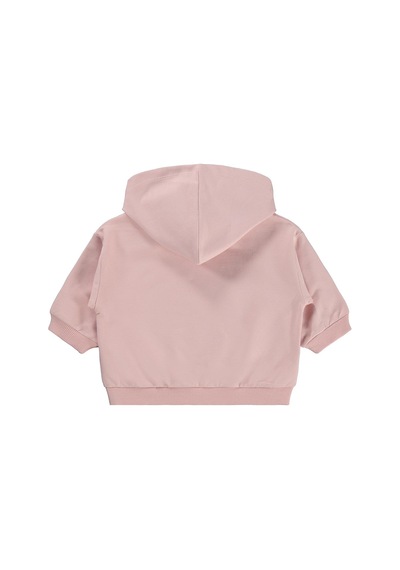 Civil Baby Civil Basic Kalp Etiketli Kapüşonlu 6-18 Ay Sweatshirt - Pembe Pudra Pembesi