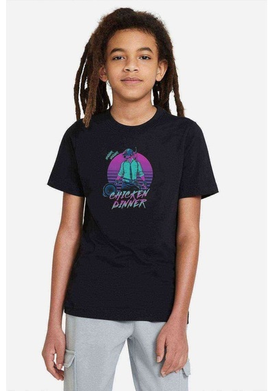 Tshirthane Pubg Winner Adam Baskılı Unisex Çocuk Siyah T-Shirt