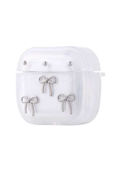 Apple Uyumlu AirPods 4 Airbag 44 Airbag Tasarımlı Simli Şeffaf Kutup Kılıf Fiyonk