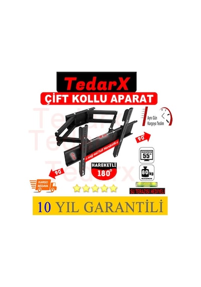32'' 42” 50'' 55'' Çift Kollu Hareketli Lcd Led Tv Askı Aparatı