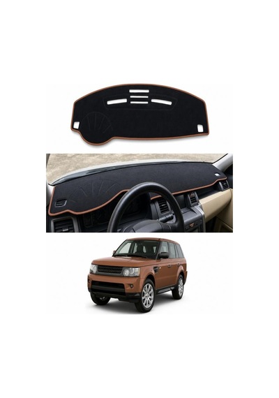Range Rover - Sport 2005-2013 Uyumlu Torpido Koruma Kılıfı - Kahverengi Şeritli