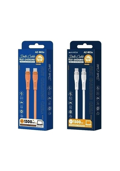 100w Type-c To Type-c Hızlı Şarj Ve Data Kablosu 1.3m Beyaz Az-b03a 100w Type-c To Type-c Beyaz