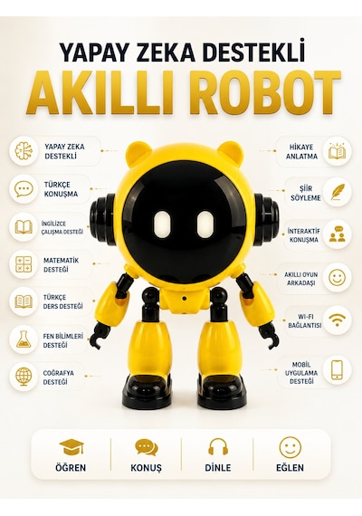 Türkçe Konuşan Yapay Zeka Robotu Çocuklar İçin Eğitici Akıllı Oyun Ve Ders Arkadaşı - Lisinya Standart