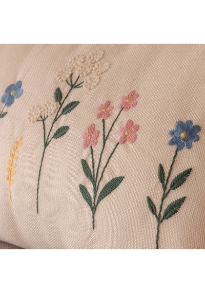 Soft Floral Kırlent - Ekru - 30x50 Cm Çok Renkli