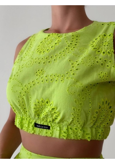 Fashion Cocktail Walk İn Love Geometrik Fistolu Fileli Belden Lastikli Kolsuz Yazlık Spor Crop Bluz Fosfor Neon Yeşil Fashion Cocktail Walk İn Love Geometrik Fistolu Fileli Belden Lastikli Kolsuz Yazlık Spor Crop Bluz Fosfor Neon Yeşil