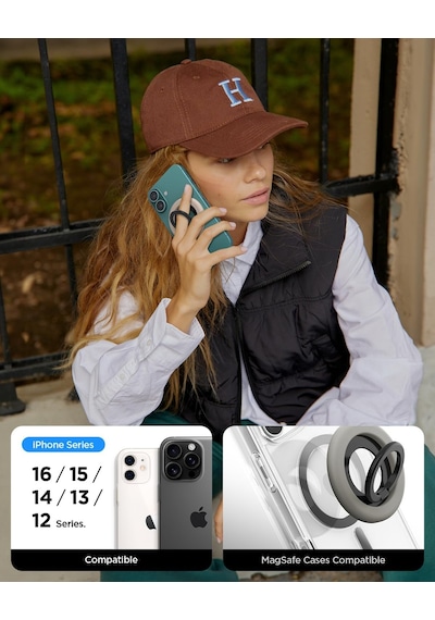 Magsafe Destekli Modeller İle Uyumlu Telefon Tutucu Halka Nano Pop Mag Fit Stand Özellikli Gri - Amp09032 2 Mixed