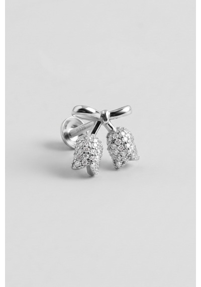 Rose 18 Ayar Beyaz Altın Kaplama Gümüş Flat-lobe Piercing