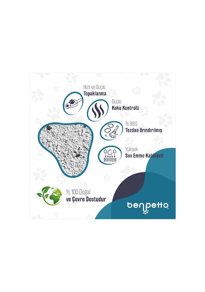 Benpetto A250 Aktif Karbonlu Topaklaşan İnce Bentonit Kedi Kumu 10 L