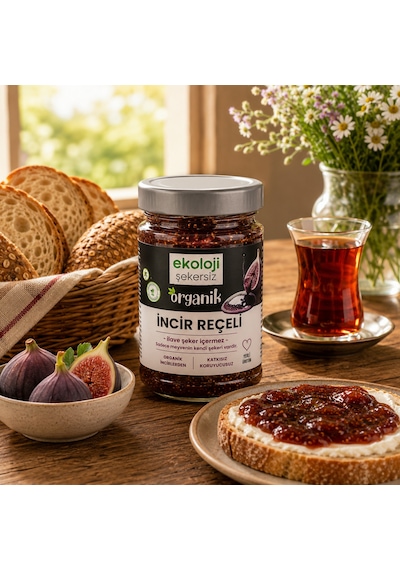 Organik Glutensiz Şekersiz İncir Reçeli 380 Gr.