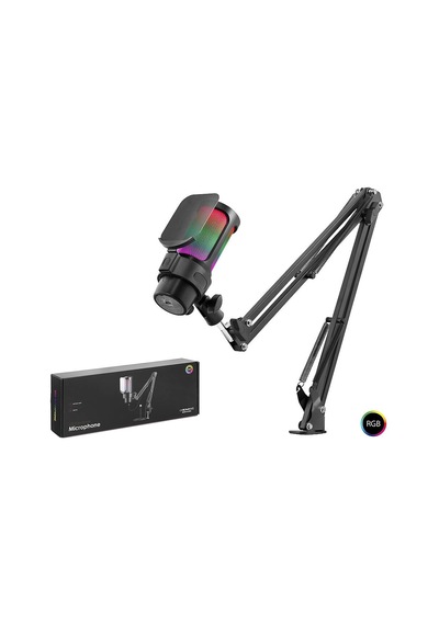 Rgb Mikrofon Seti Boom Mikrofon Kolu Type-c 192khz 24bit Siyah M835b Evimdeyokyok