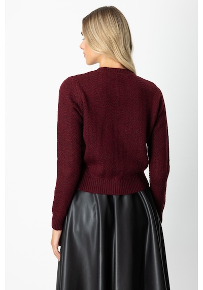 On Kadın Düğmeli Sıfır Yaka Hırka 63903 Bordo Bordo