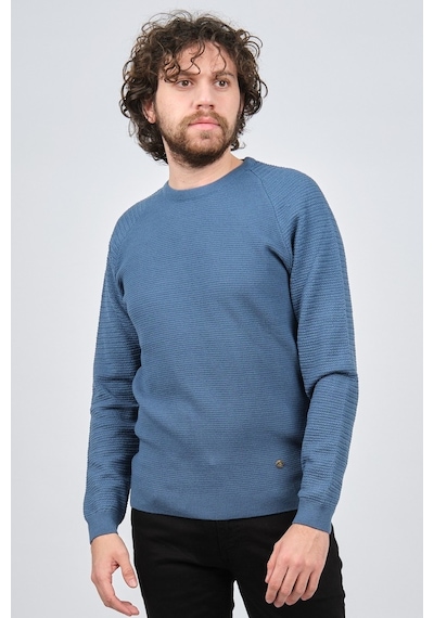 Çizgi Triko Erkek Bisiklet Yaka Slim Fit Kazak 42554259 Mavi Mavi