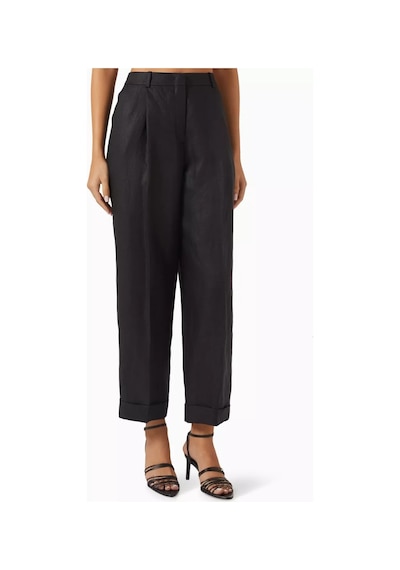 12storeez Keten Rahat Kesim Pantolon, Modern Klasik Tapered Tasarım Siyah