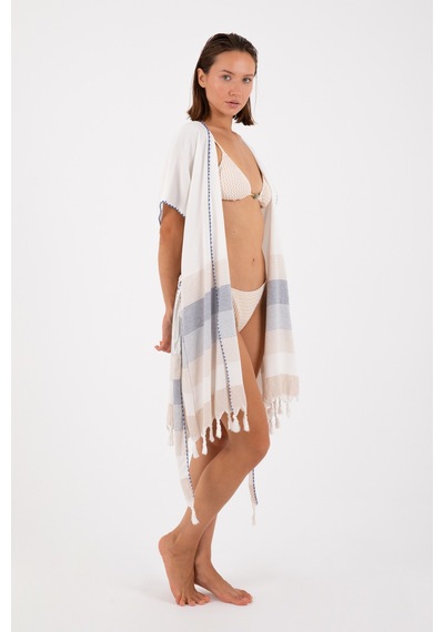 Dokubba - Kimono - Peştemal Kimono - Mikanos Kimono Beyazbej Beyazbej