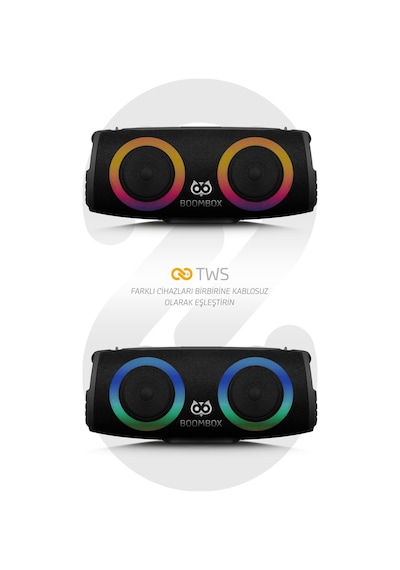 Powerway Boombox 30W Çift Bass Led Işıklı Bluetooth Hoparlör & Ses Bombası
