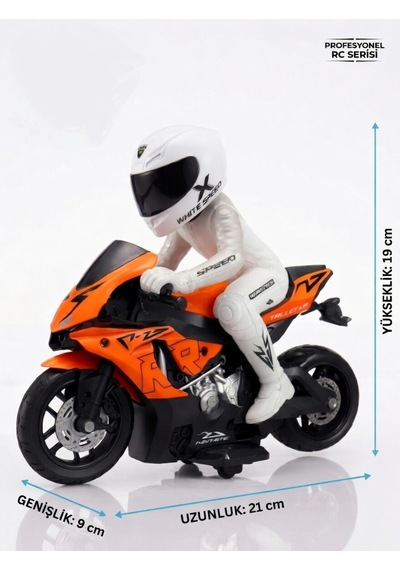 Th-speed X Uzaktan Kumandalı Rc Motosiklet Model - Turuncu- 1/10 Ölçek - Yarışçı Figürlü