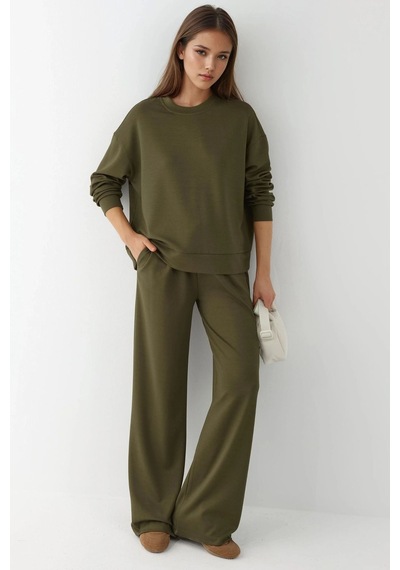 Hiccup Modal Dokunuşlu Basic Sweatshirt Haki