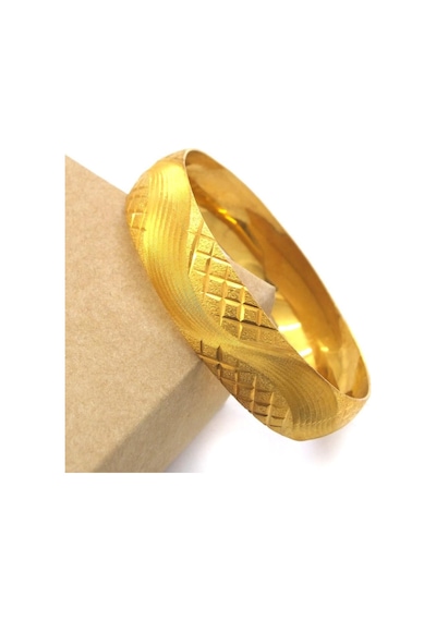 Altın Kaplama Dalgalı Ve Baklava Desen 1.5 Cm Bilezik Blz-3068 Altın