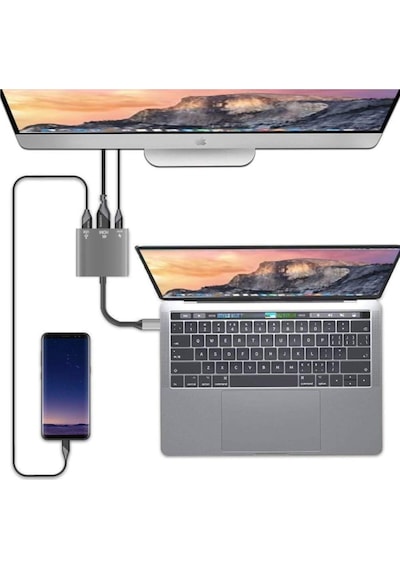 Apple Uyumlu MacBook Matebook Switch Tablet Telefon Hdmi Usb 3.0 Pd Şarj Type-c Çevirici