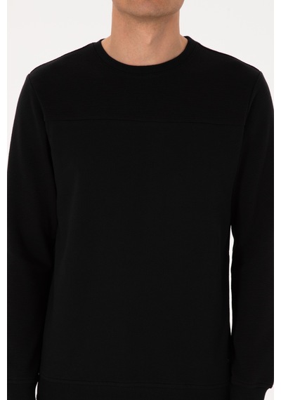 U.S. Polo Assn. Erkek Bisiklet Yaka Regular Fit Siyah İnce Sweatshirt 50315455-VR046
