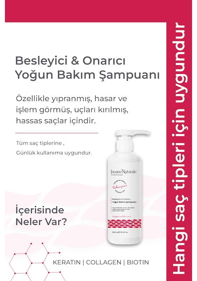Insane Naturale Yıpranmış Saçlar İçin Onarıcı Yoğun Bakım Şampuanı 500 ML