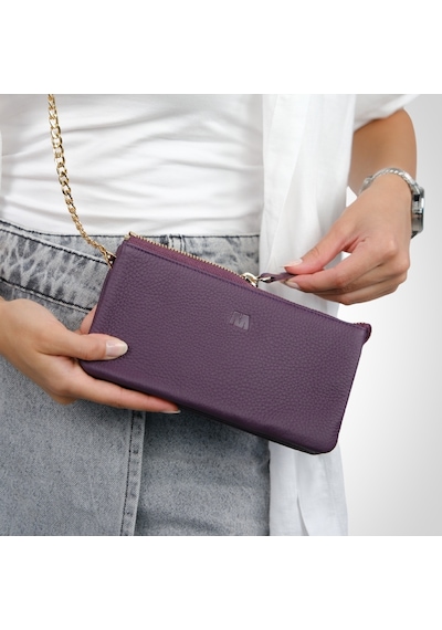 Mft Leather Hakiki Deri Kadın Cüzdan Çanta Almeda 5463 Flother Mat Mor