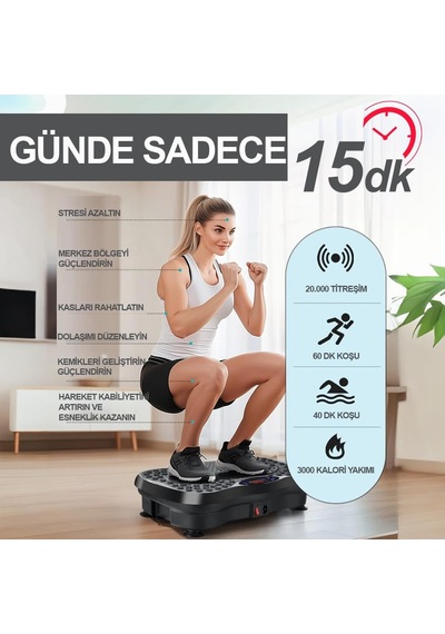 Yüksek Titreşimli Egzersiz Platformu Bluetooth Masaj Aleti Ev Fitness Cihazı Direnç Lastiği Hediye