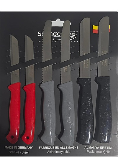 Solingen Paslanmaz Çelik Micro Tırtıklı Meyve Bıçağı 6'lı Set