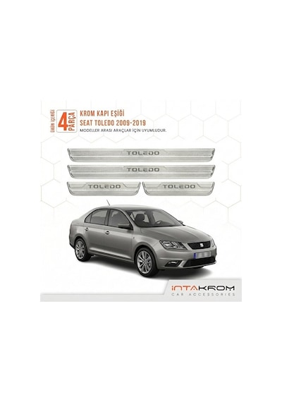 Seat Toledo 2009-2019 Uyumlu Satine Krom Kapı Koruma Eşiği 4 Parç