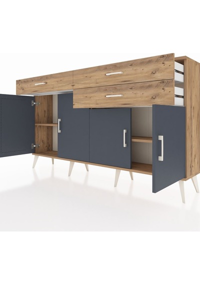 Arges Konsol 2 Raflı 3 Çekmeceli 4 Kapaklı 176x30x99 Çam-antrasit Çam-antrasit/çam Arges Konsol 2 Raflı 3 Çekmeceli 4 Kapaklı 176x30x99 Çam-antrasit Çam-antrasit/çam
