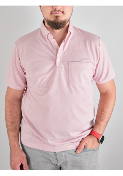Coonless Battal Cepli Erkek Pembe Kısa Kol Yakalı Baba Tshirt Pembe