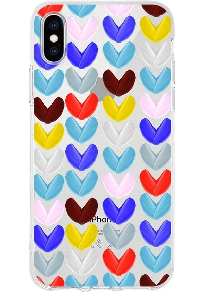 Apple Uyumlu iPhone Xs İle 1mm Slim Fit Water Color 1 Baskılı Şeffaf Kılıf