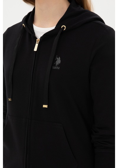 U.S. Polo Assn. Kadın Siyah Fermuarlı Kapüşonlu Sweatshırt 50313594-VR046 U.S. Polo Assn. Kadın Siyah Fermuarlı Kapüşonlu Sweatshırt 50313594-VR046