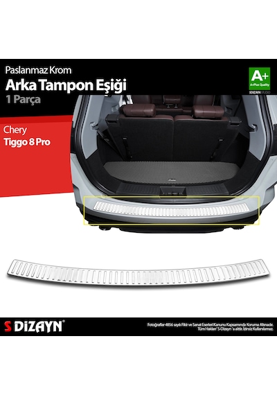 S-dizayn Chery Tiggo 8 Pro Krom Arka Tampon Eşiği 2022 Üzeri A+ Kalite