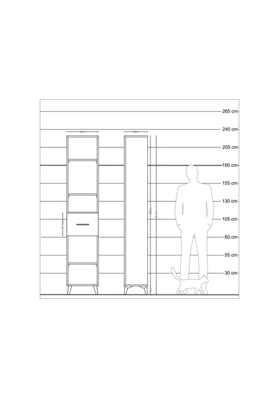 Arges Dolap 4 Raflı Tek Çekmeceli 44x30x221 Çam-aytaşı Çam