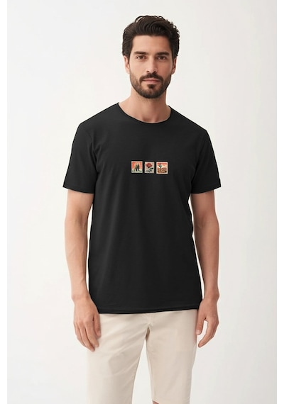 Bad Bear Rose Siyah Erkek Baskılı Tişört Siyah